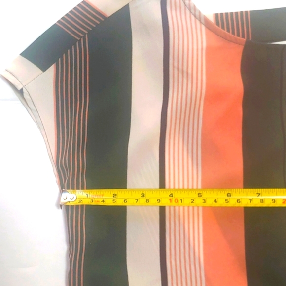 Shein top, vertical stripes army green cream and light dust mauve, size XS - Picture 5 of 8